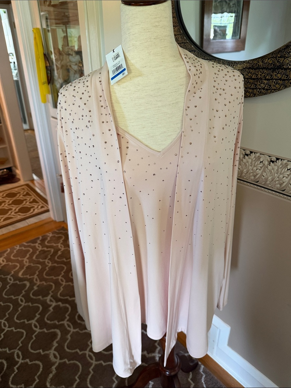 New w tags Blush Pink Cardigan with Tank Set Calvin Klein poly/spandex XL